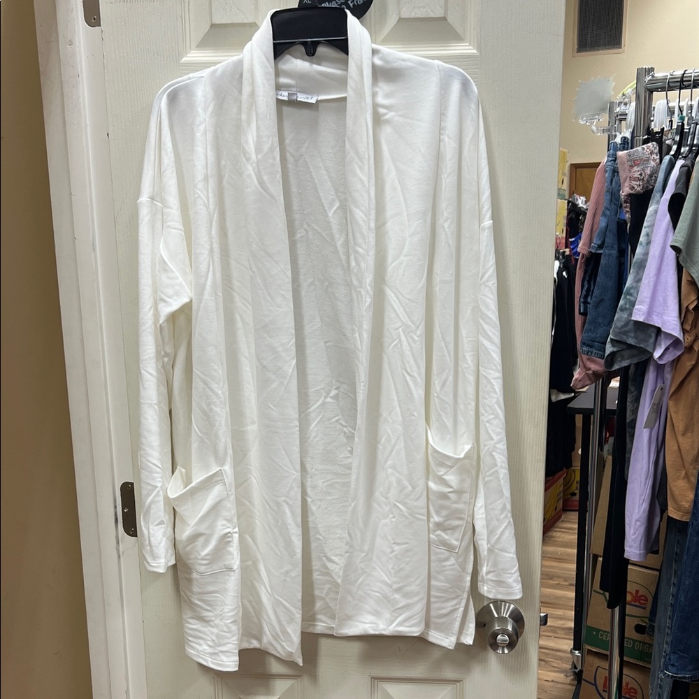 KEREN HART | knit open front shawl pocket long cardigan super soft french terry